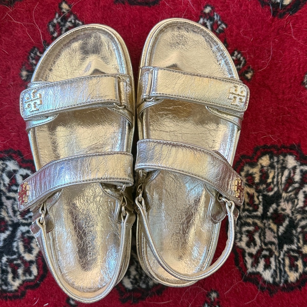 Tory Burch Gold Platform Sandals, Chunky Sole with box!!! NNWB Kira Sport sandal
